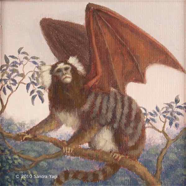 Marmoset 1, oil on canvas, 6x6, 2010