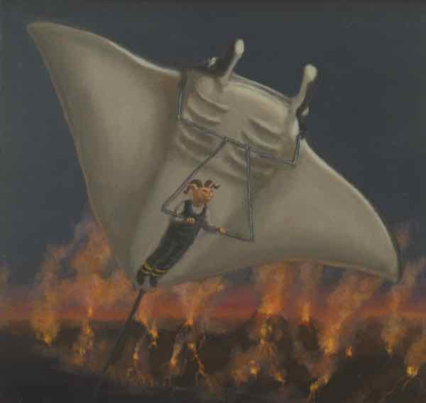 Manta Ray Hang Glider, oil on panel, 12x12, 2017