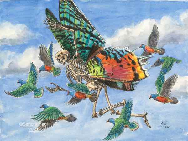 Flight, study, watercolor 2021