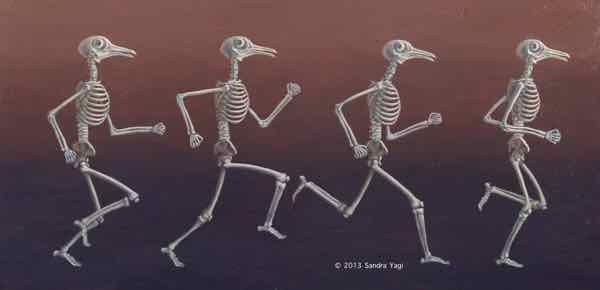 Running Pigeonman, after Muybridge, oil on panel, 12x24, 2013