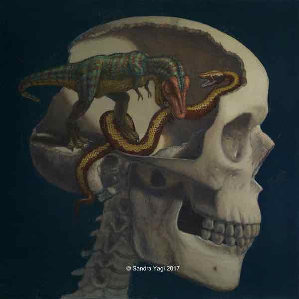 T-Rex Skull, Oil on panel, 24x24, 2017 Private Collection