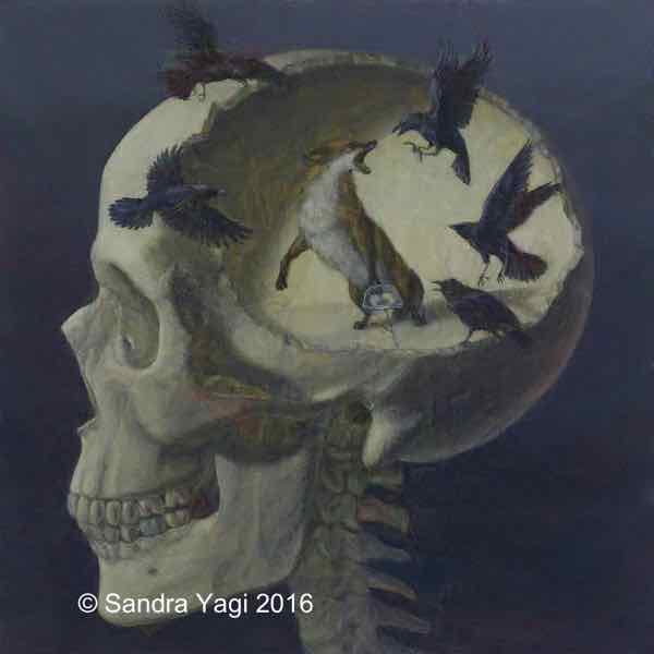 Fox and Crows, oil on panel, 24x24, 2016 SOLD