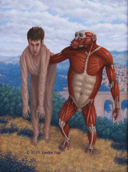 Anatomical Chimp with Hide - oil on panel 2011