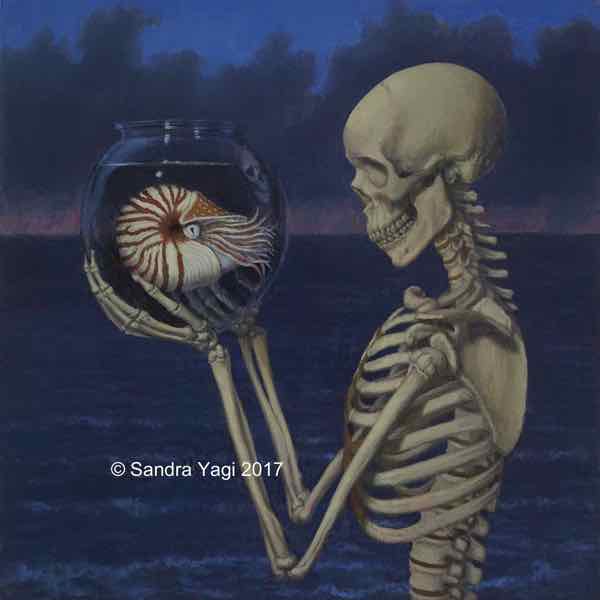 Death and Nautilus, oil on panel, 18x18, 2017 SOLD