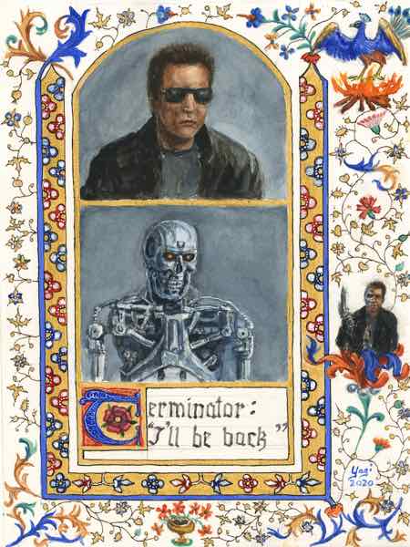 Terminator 2  w/c gouache acrylic & ink on paper, 2020