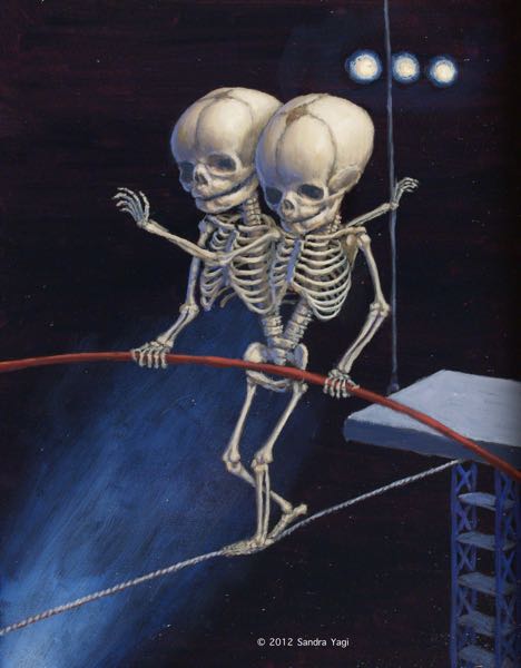 Highwire Twins, oil on panel, 12 x 9, 2012 SOLD