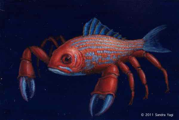 Crabfish, oil on panel, 2011, 5 x 7 SOLD