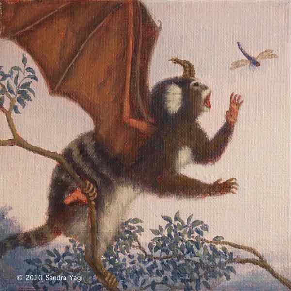 Marmoset 2, oil on canvas, 6x6, 2010 SOLD