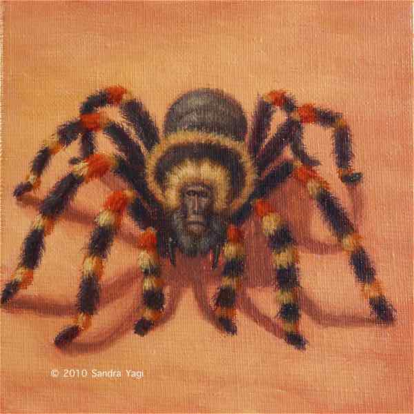 Spidermonkey, oil on canvas, 6x6, 2010 SOLD