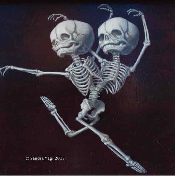 Floor Exercise Twins,  oil on panel 8x8 2015  SOLD