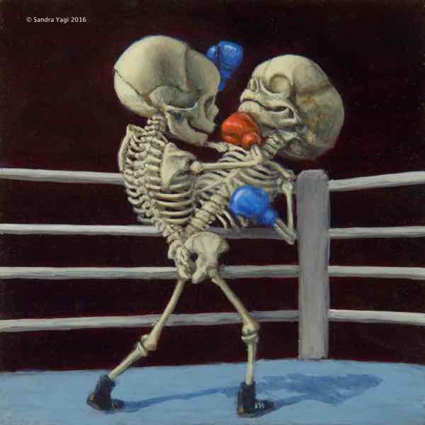 Boxing Twins #3, oil on panel 8x8 2016 SOLD