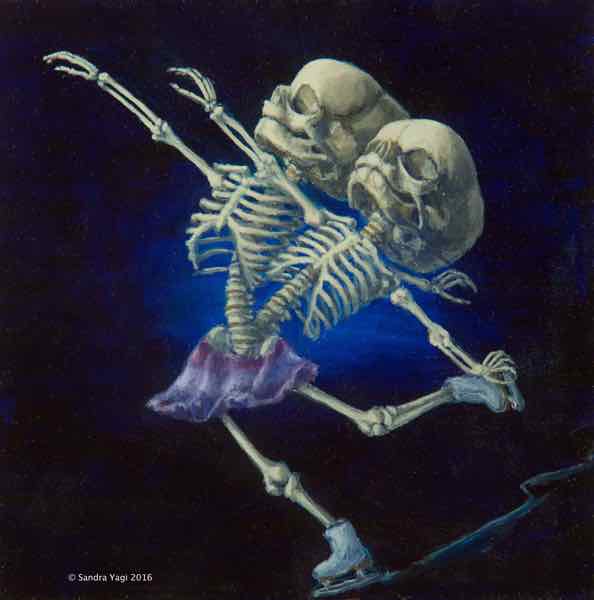 Figure Skating Twins,  oil on panel 8x8 2016 SOLD