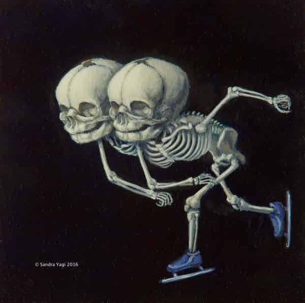 Speed Skating Twins, oil on panel, 8x8, 2016