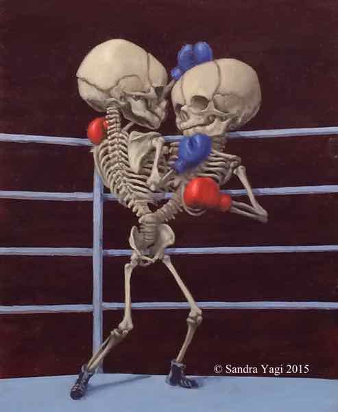 Boxing Twins #1, oil on panel, 14x11, 2015 SOLD